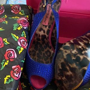 Suede Multi color rhinestone covered heels